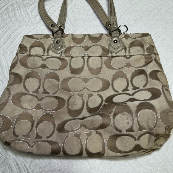 Coach Poppy Glam Women’s Metallic $ Camel Shoulder Tote Bag - Picture 3 of 9